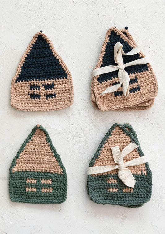 House Crocheted Coaster Set