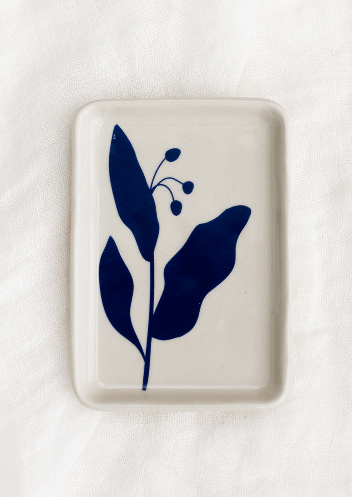 Botanical in Blue Ceramic Dish