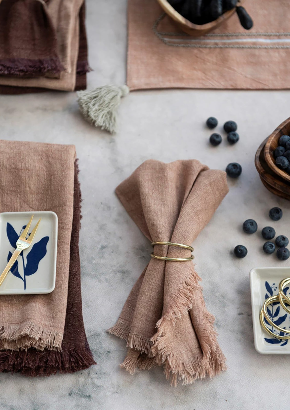 Botanical in Blue Ceramic Dish