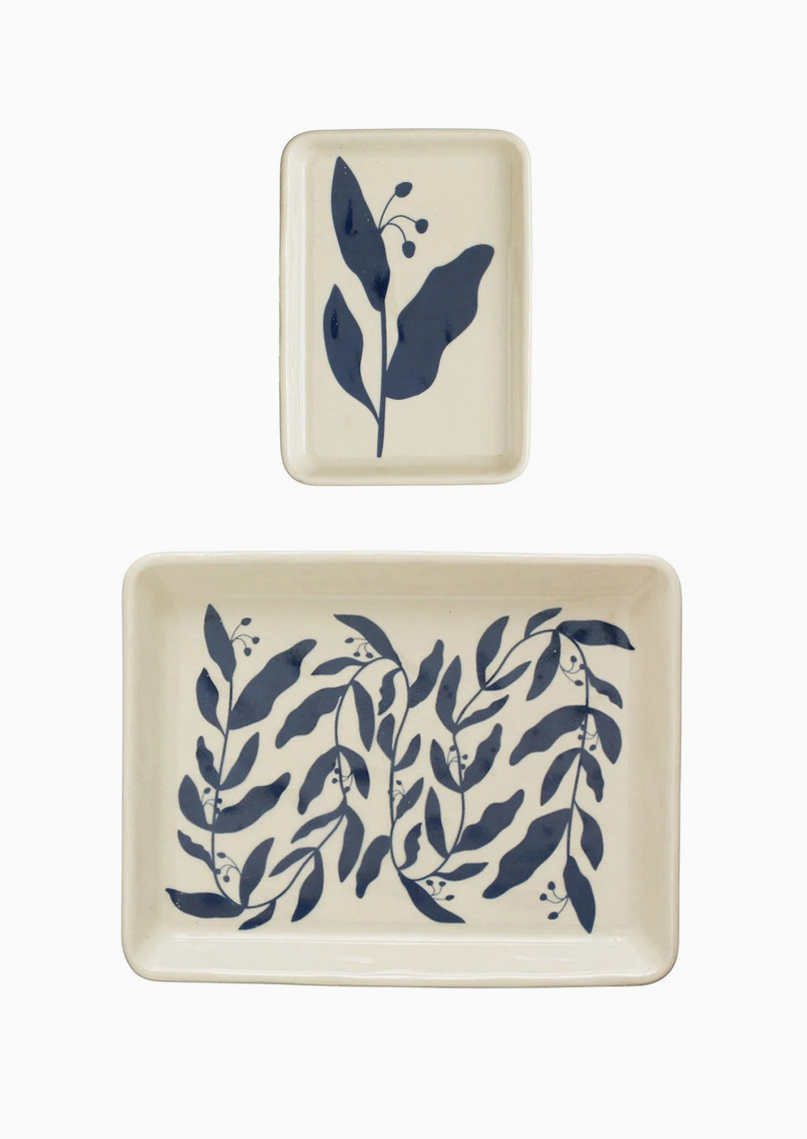 Botanical in Blue Ceramic Dish